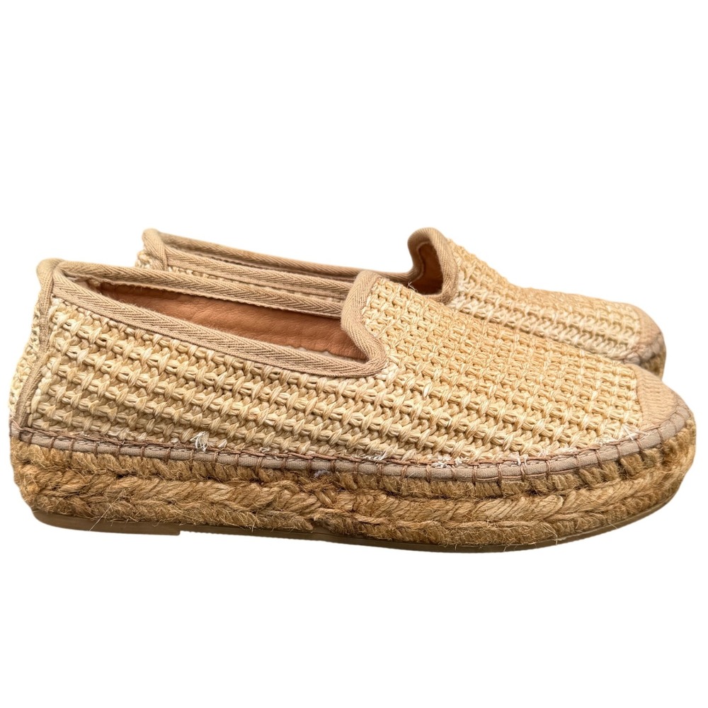 Woven Raffia Espadrille Slip On Shoes‎ Platform 275 Central Size 37 Beige